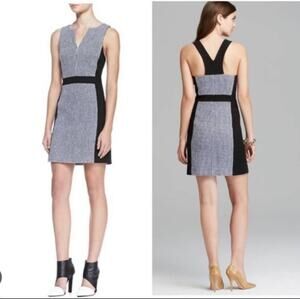 4.collective Rasia Racerback Cotton Tweed Sleeveless Sheath Dress Blue Black 6